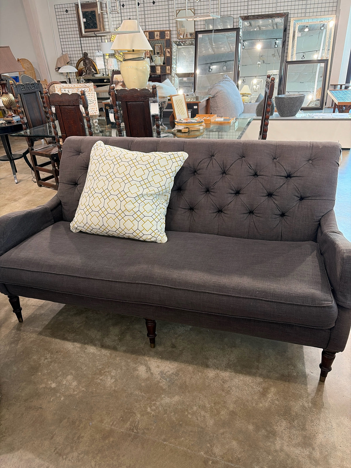 Lee Industries Single Cushion Tufted Sofa Gray 71"L 24"D
