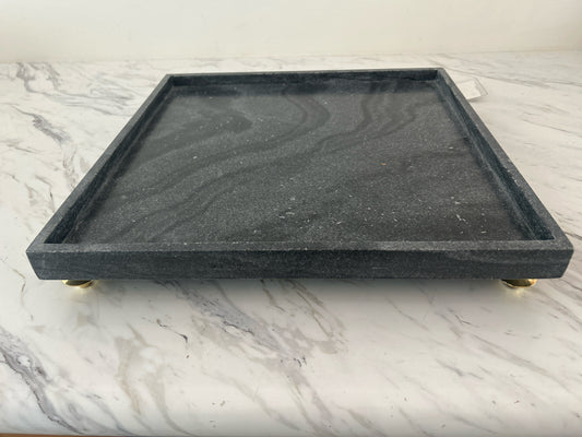 Gray Tray w/ Gold Feet-Julia Buckingham