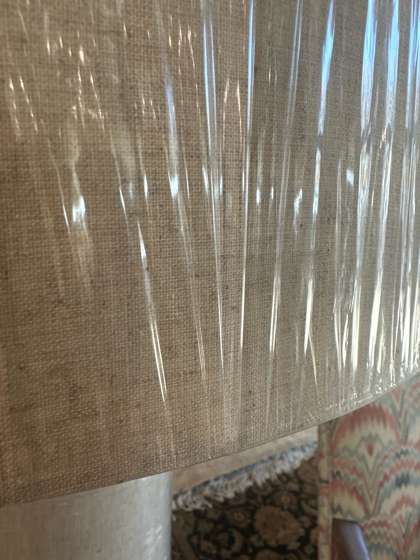 "Hensley" Floor Lamp Light Tan Paper Column Look-NEW