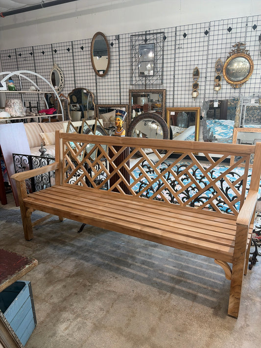 Marie Albert Chippendale Teak Bench (New)
