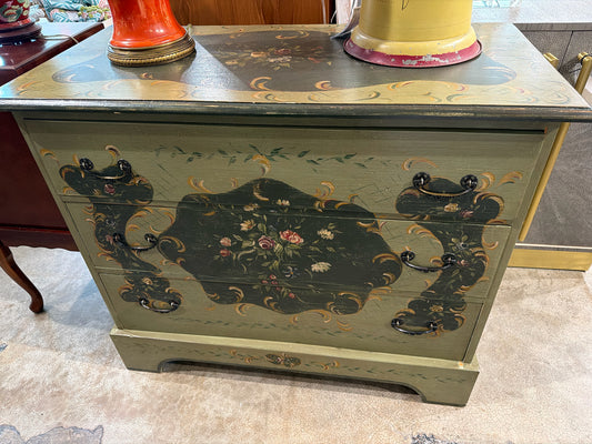 Painted Green 3 Drawer Dresser 38 x 33