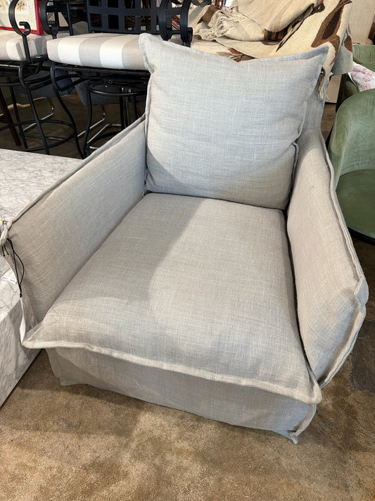 Lee Industry Light Blue Slipcovered Arm Chair