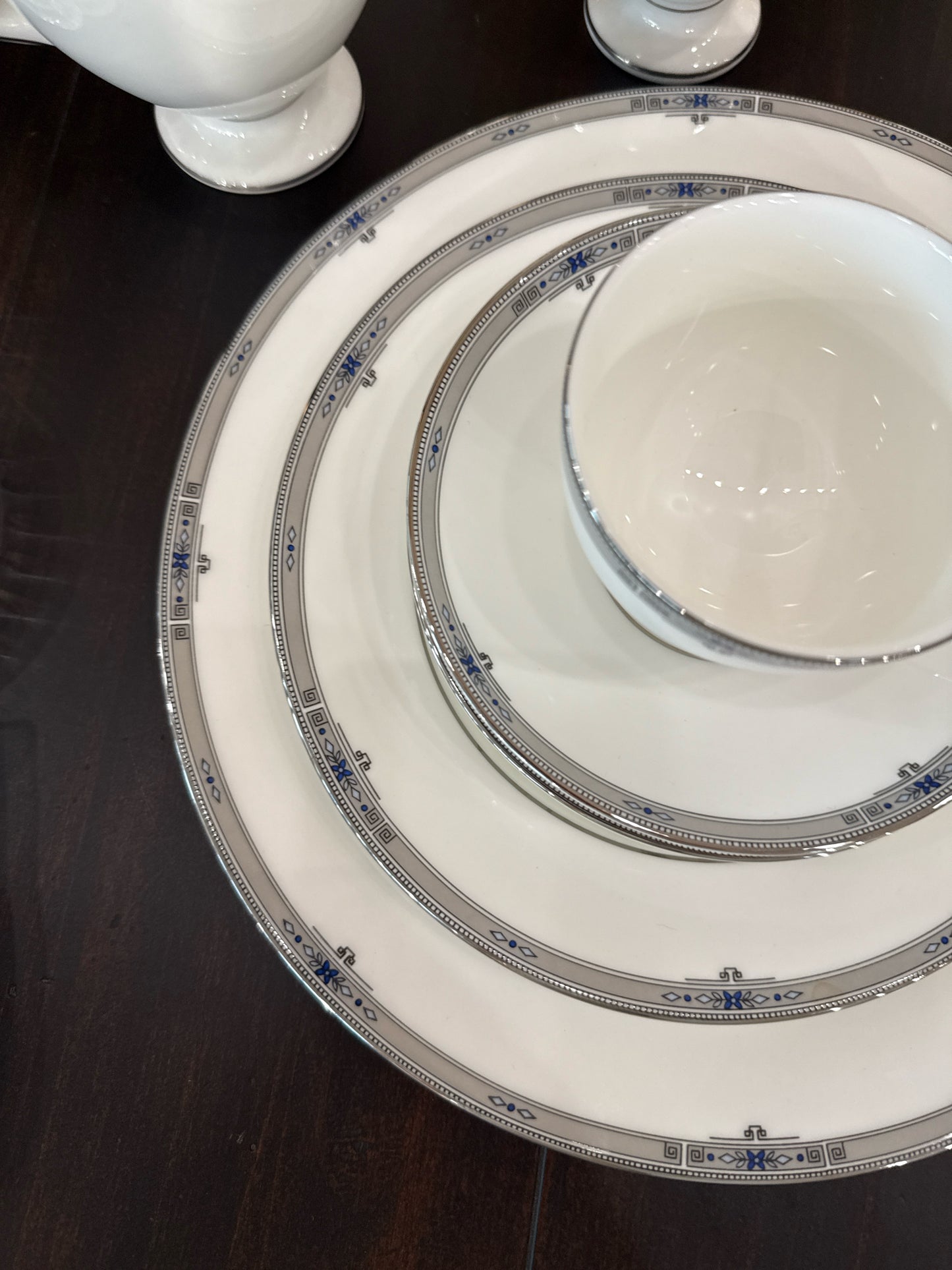 Set of 68 Pcs. Wedgewood Amherst Platinum China (Items Incl. Listed on Back)