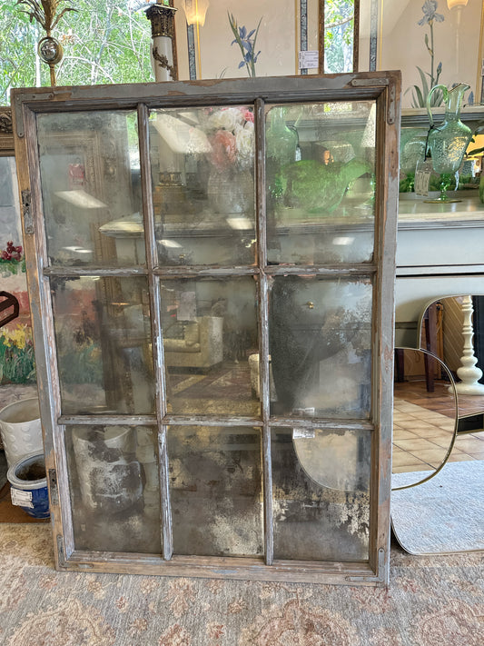 Antique French Window Frame w/ Aged Mirrors