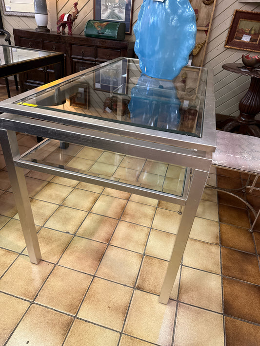 Silver Leaf Plated and Glass  Desk (28"54")