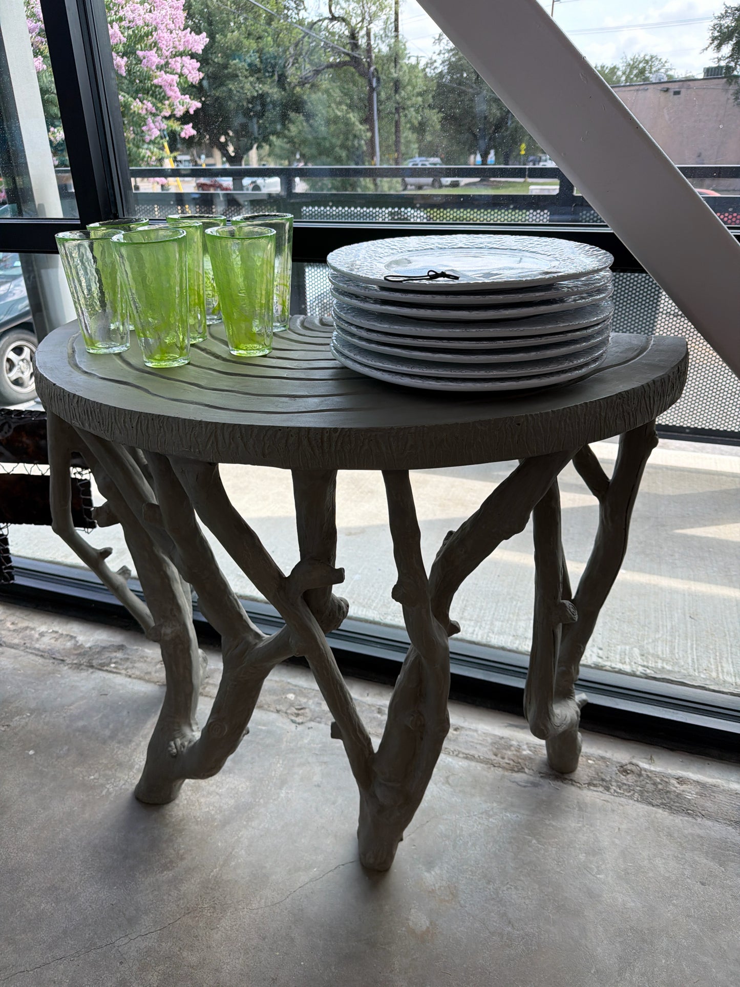 Half Round Twig Table 39w X 21d X 31h