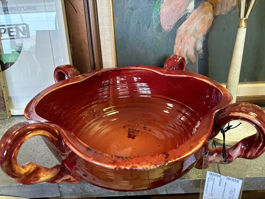 Large Red Italian Hand Thrown Planter or Bowl