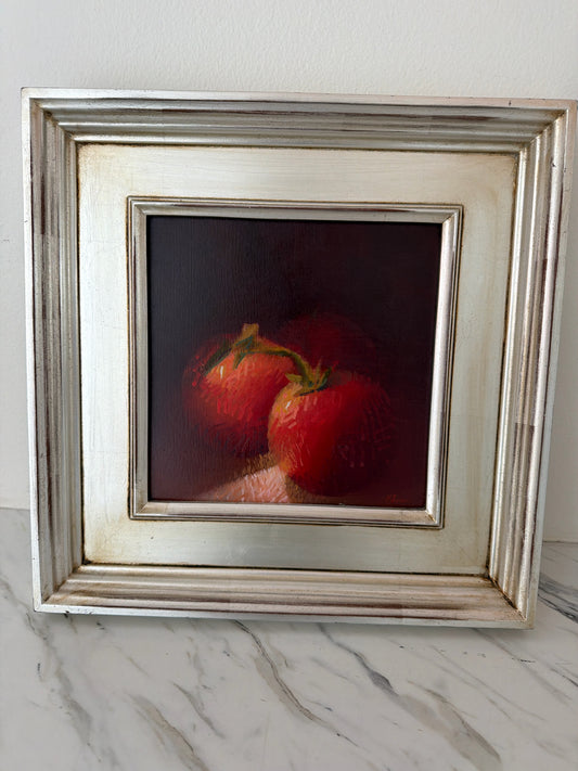 Sign/Orig. William Klem- Tomatoes in Silver Leaf Frame 13"sq