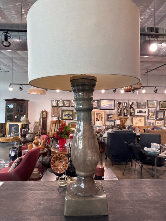 John Richard XL Mercury Glass Lamp with Large Drum Shade