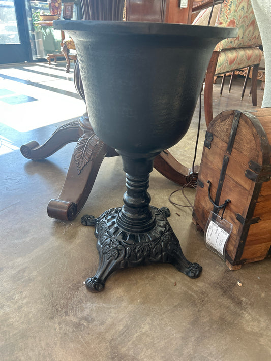 Antique Victorian Cast Iron Black Painted Urn