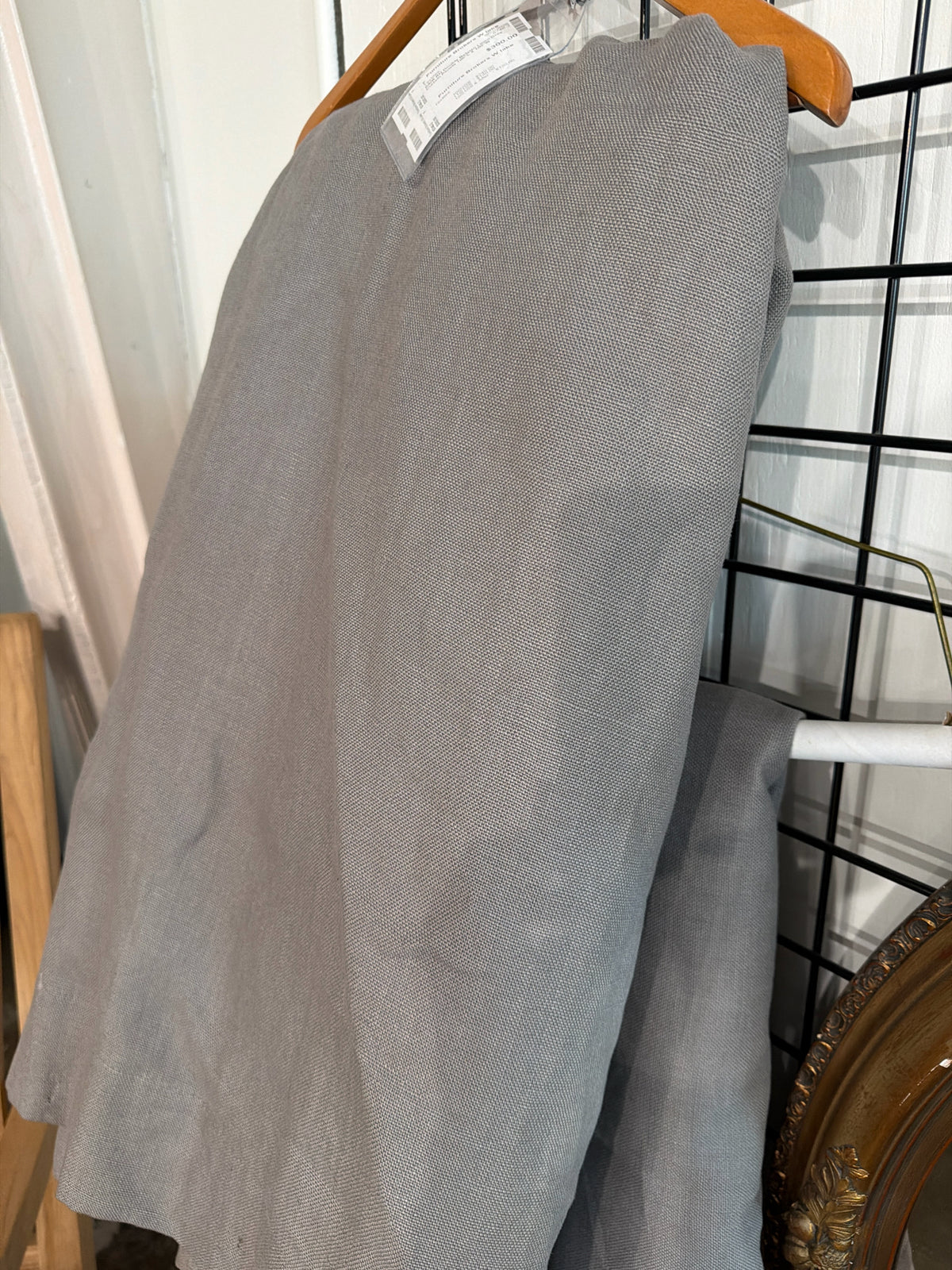 PAIR RH Double Belgian Linen Grey Curtain Panels 100"L X 100"W