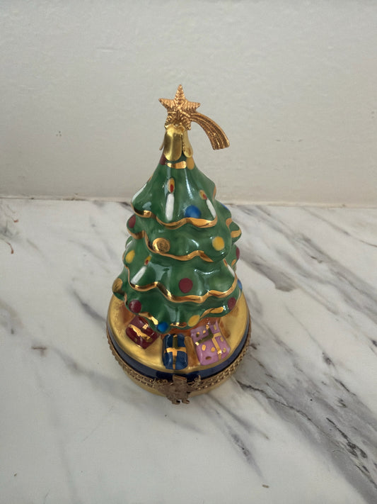 Limgoes Christmas Tree w/ Gold Base Trinket Box in Box