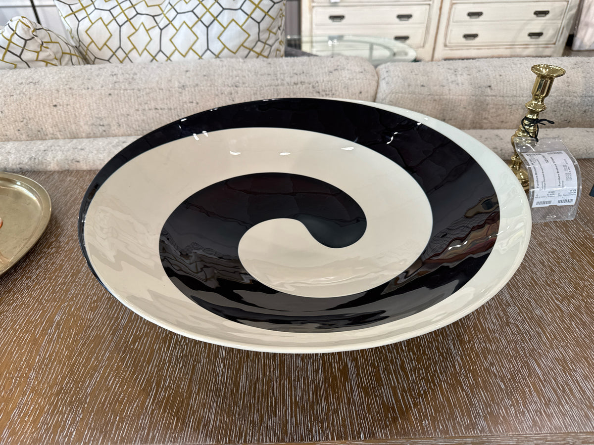 Murano Black/Cream Swirl Bowl by Yalo Casa, made in Italy (signed)