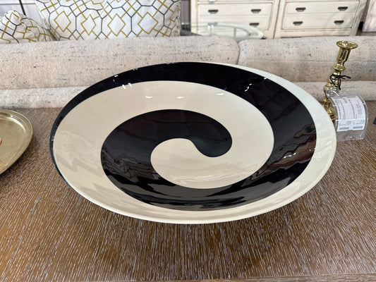 Murano Black/Cream Swirl Bowl by Yalo Casa, made in Italy (signed)