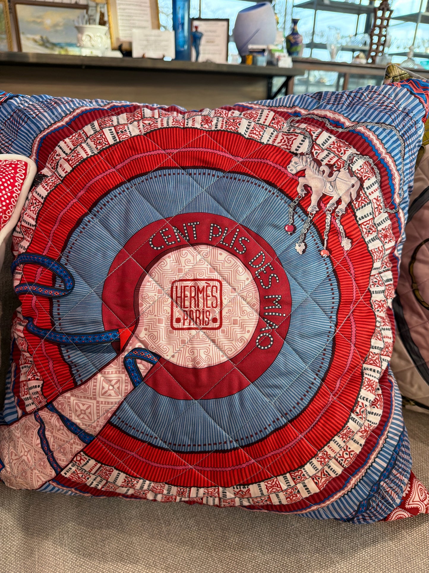 Hermes Scarf Custom Quilted Pillow