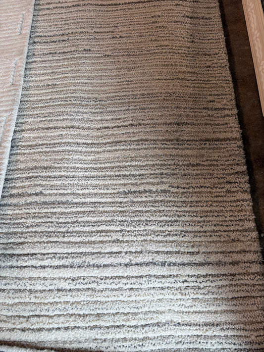 8 x 10 Off White/Grey Striped Rug "Burns"