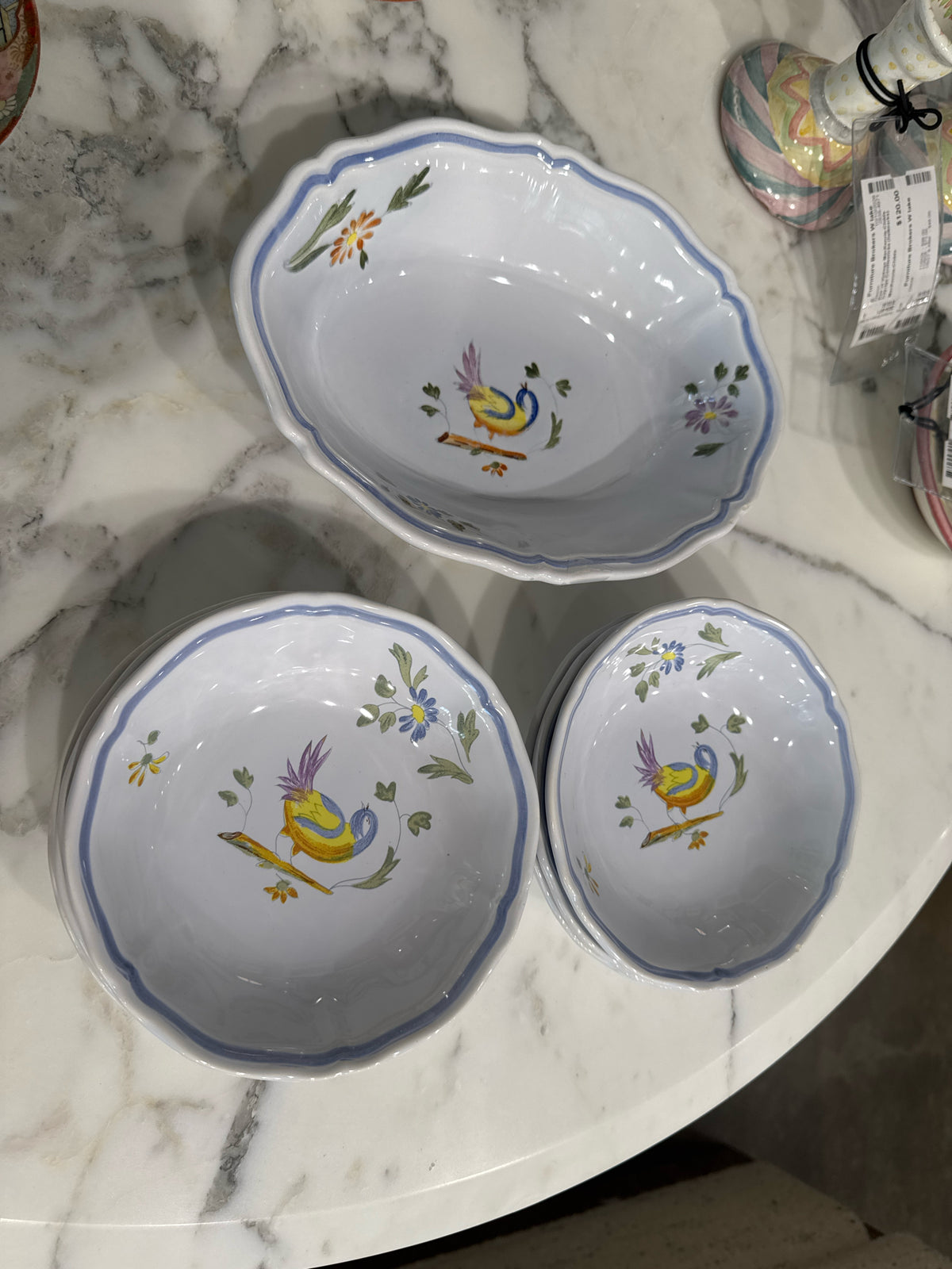Longchamp France Perouges Stoneware Set: 6 coupes + 1 serving bowl