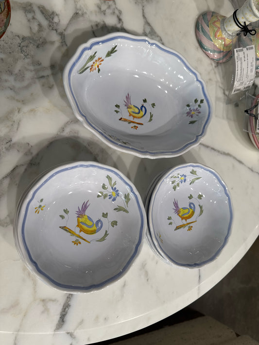Longchamp France Perouges Stoneware Set: 6 coupes + 1 serving bowl