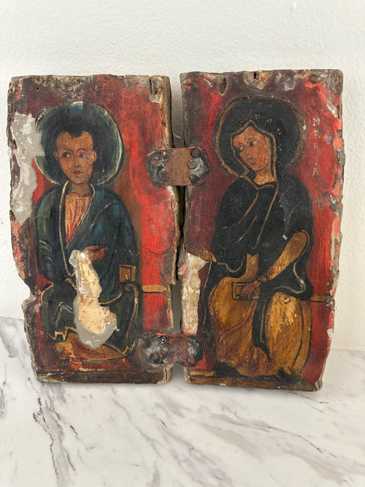 Byzantine Diptych Traveling Shrine Hand Painted on Wood