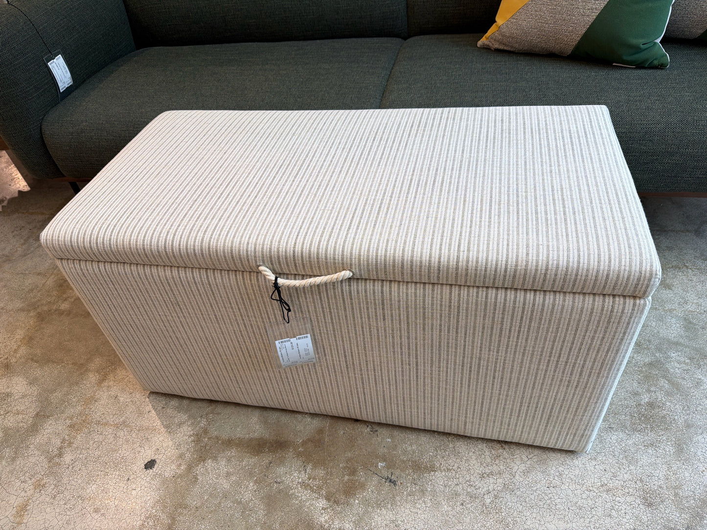 "Lynwood" Tan Striped Storage Bench