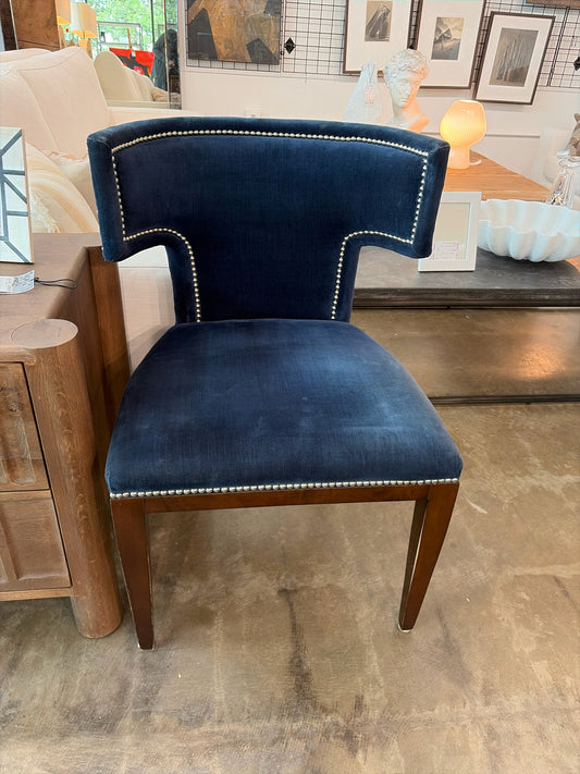 Klismos Mr.& Mrs.Howard Blue Velvet Armless Dining Chair with Nailhead Trim