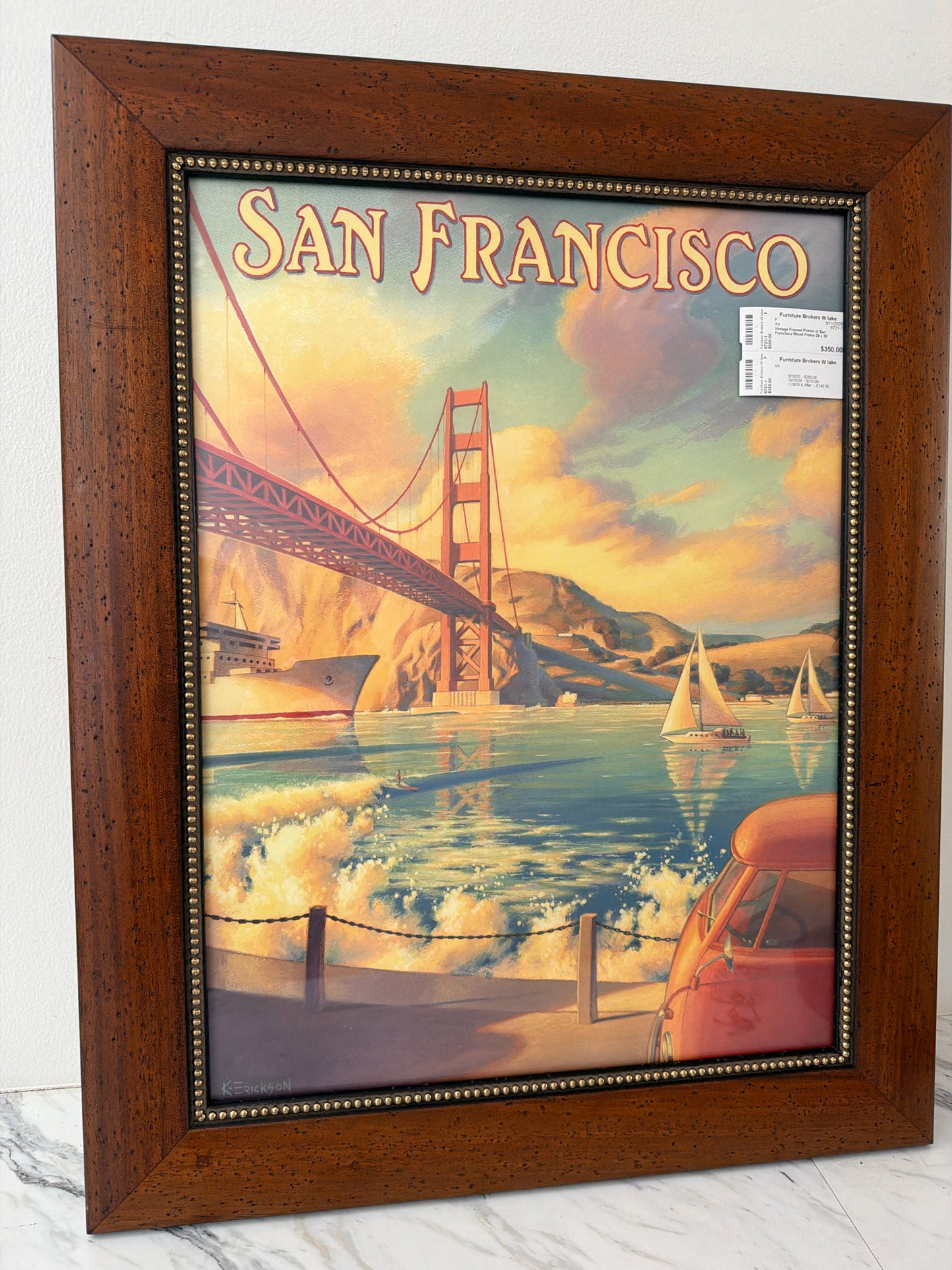 Vintage Framed Poster of San Framcisco Wood Frame 24 x 30