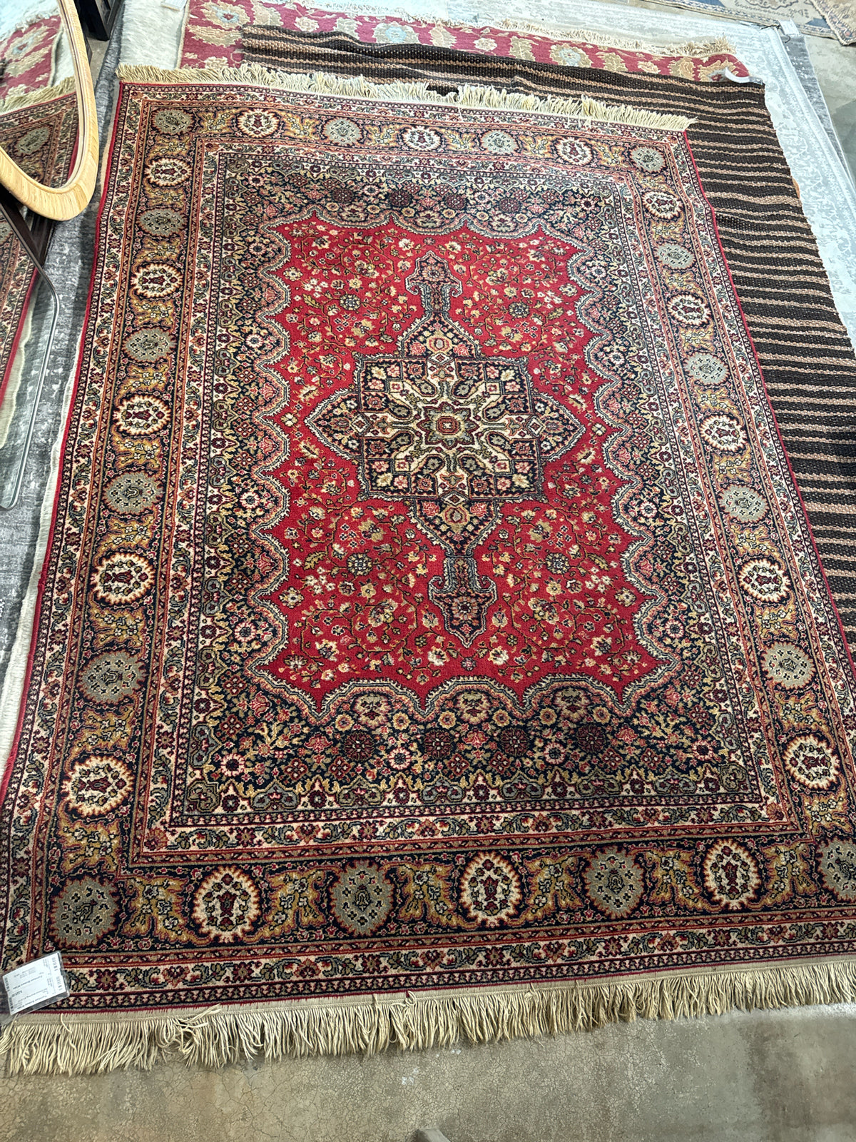 Red Oriental Wool Rug, 8" x 5 1/2"