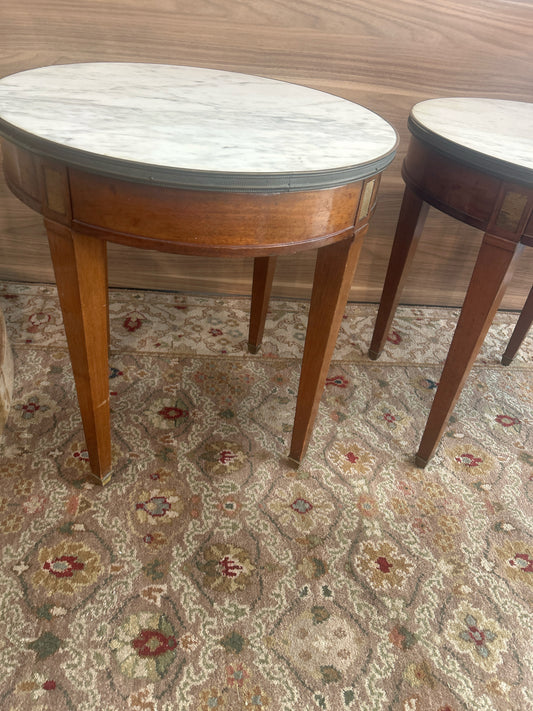 Vintage Round Marble/Wood End Table