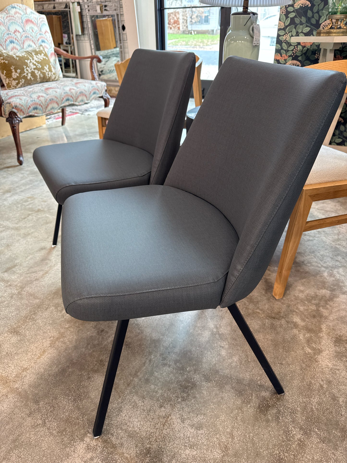 Pair of Trica Upholstered Dining Chairs - Wipeable Gray Colorway (New)