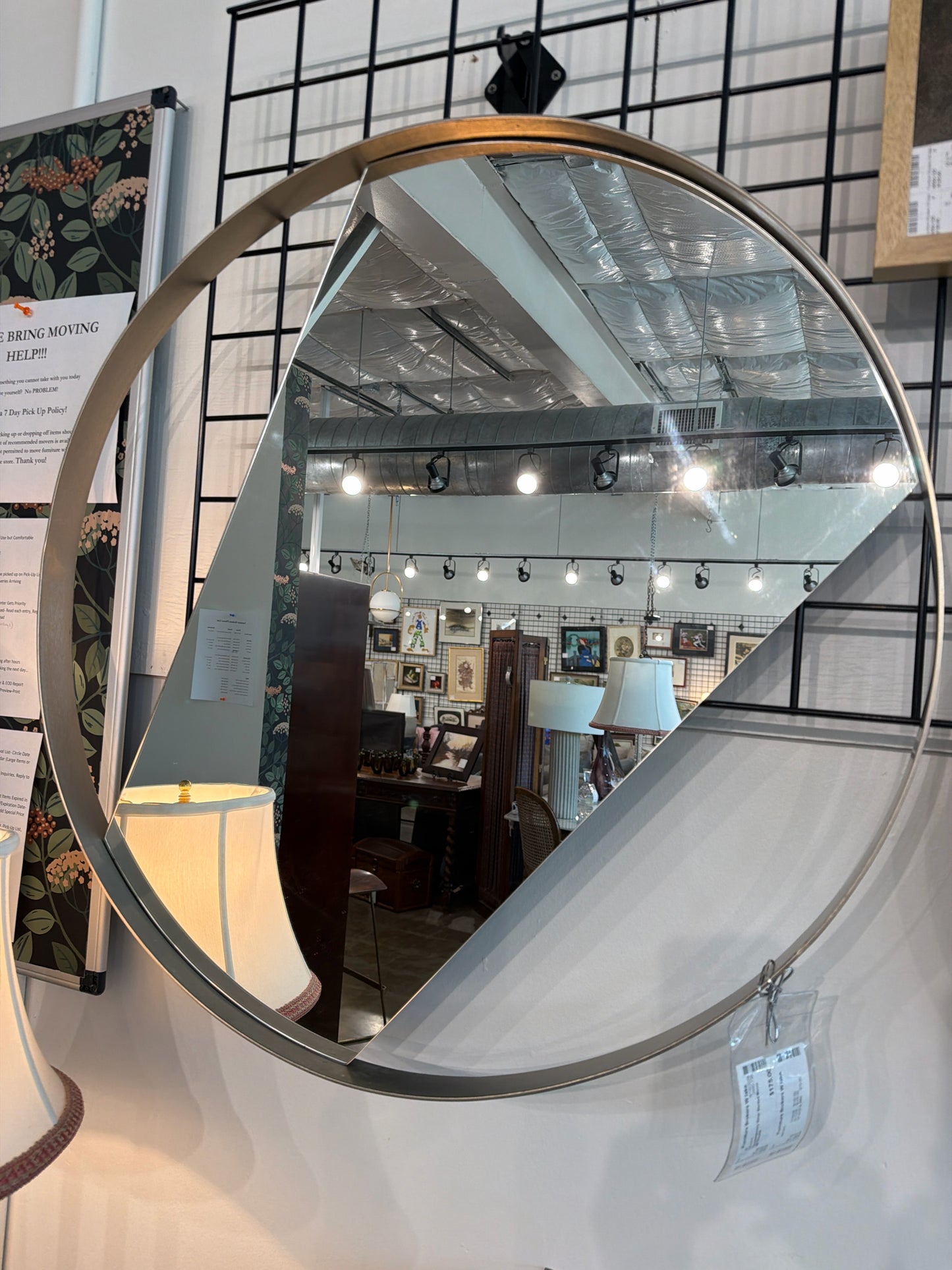 Contemporary Silver Slanted Mirror 30"Round