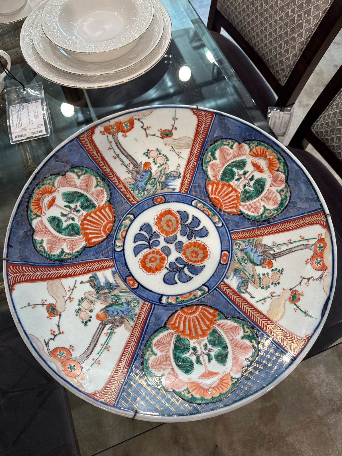 Antique Japanese Imari 18" Charger Plate with Wall Mount