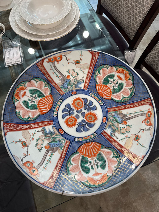 Antique Japanese Imari 18" Charger Plate with Wall Mount