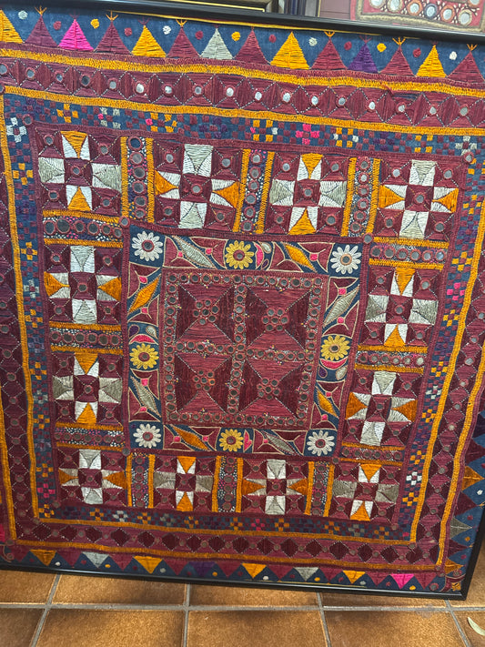Vintage Chakla India in Black Frame 31x31