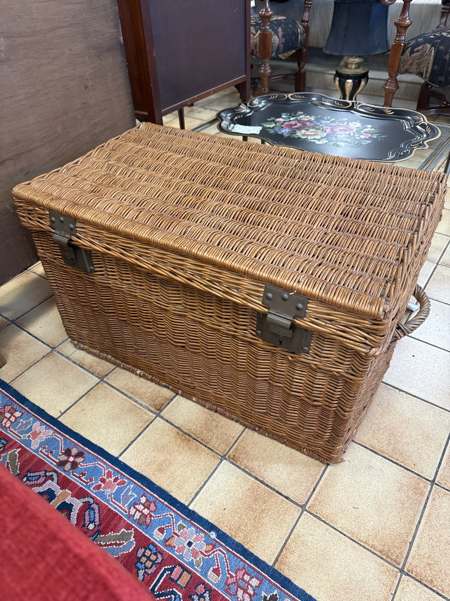 Large Vintage Wicker Trunk from Whit Hanks