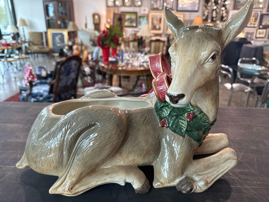 Fitz & Floyd Reindeer Cache Pot and Candleholder