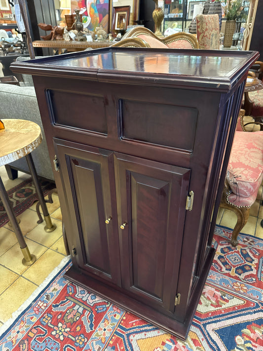 Cherry Bar Cabinet with Storage Top and 2 Doors Below