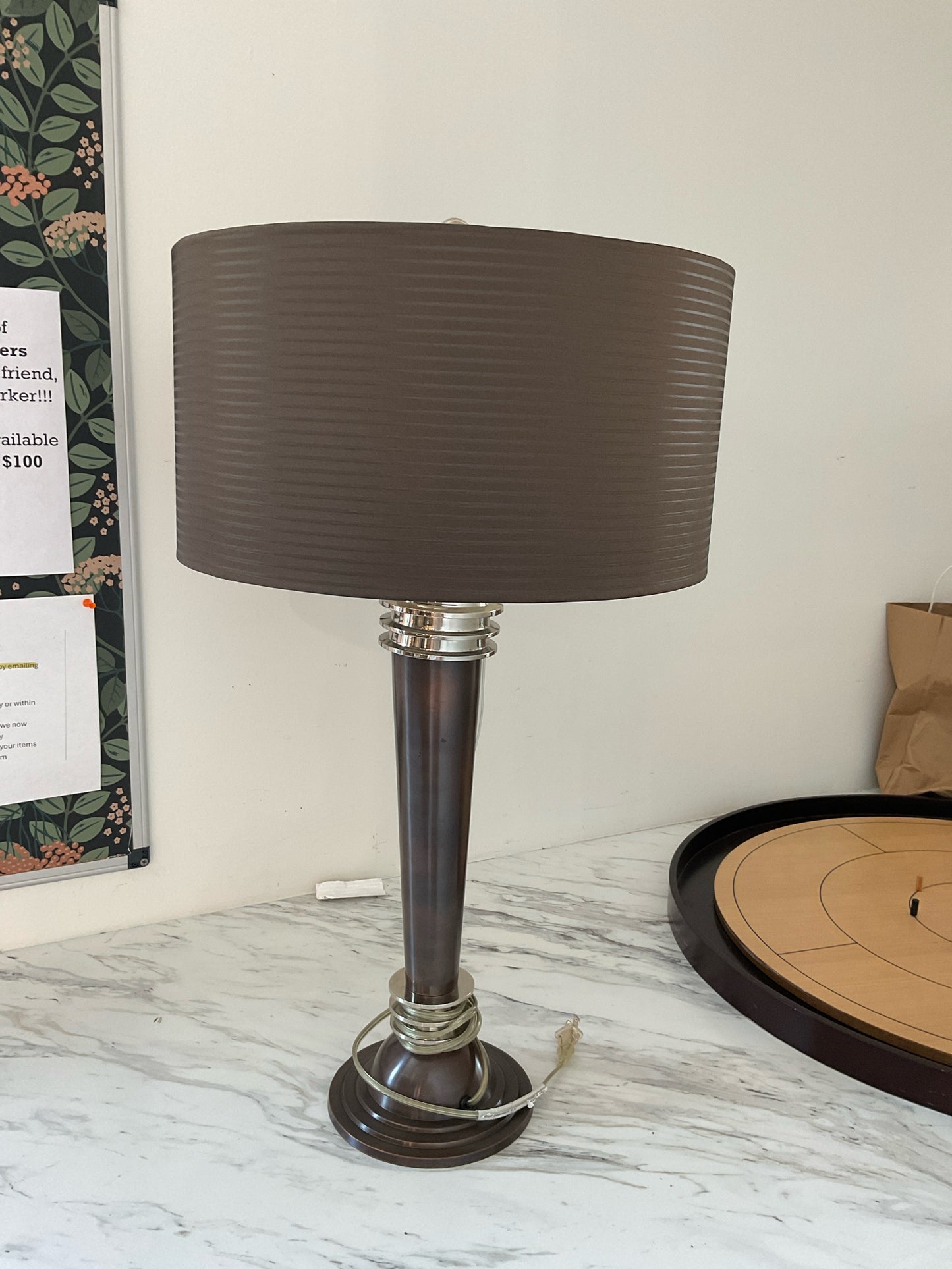 Fredrick Cooper, Atomic Style Lamp Dark Patina Bronze & Chrome