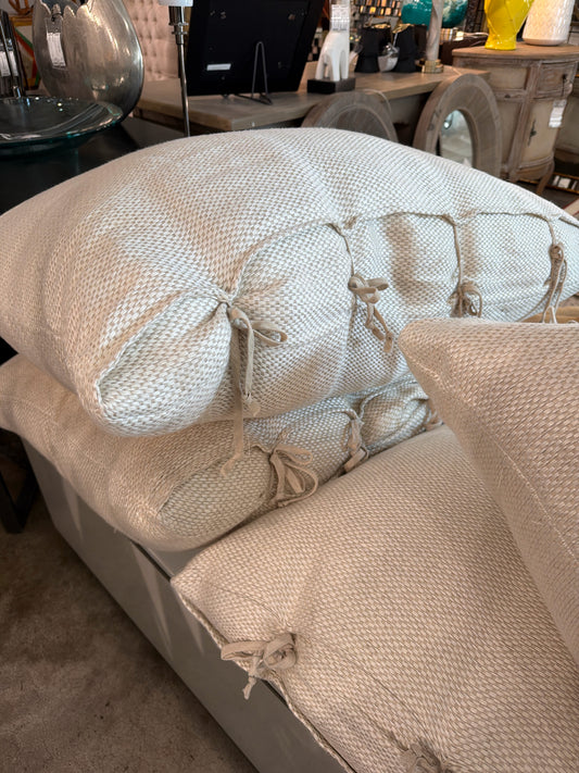 PAIR Four Hands Cream Oversized Floor Cushions w/ Ties