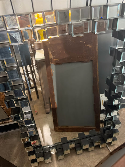 Black Mirrored Cube Framed Mirror from Dubai 40"W x28"L x3"D