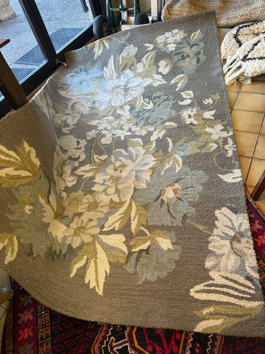 5 x 8 Grey/Olive Floral Rug