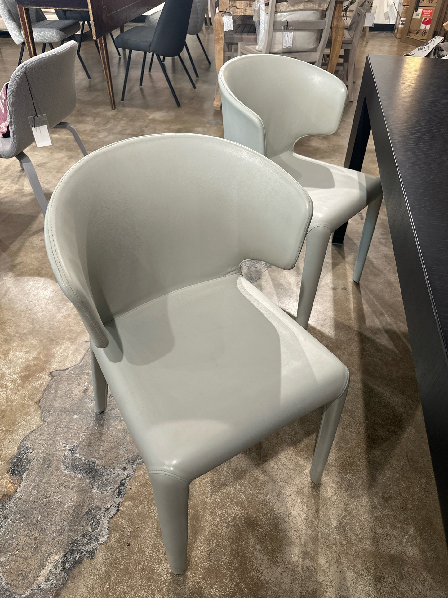SET of 4 HOLA Light Gray Leather Dining Chairs