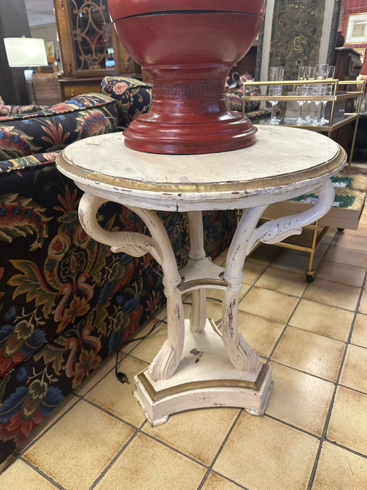 Swan Table Round Cream Painted Gold Detail