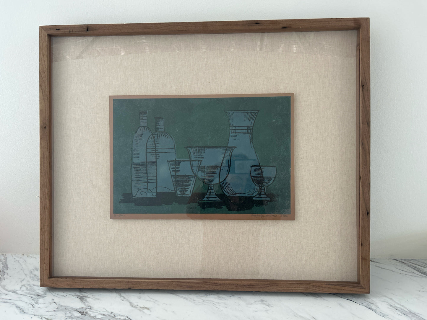 Four Hands Cups/Vases Still Life in Wood Frame 32 x 26