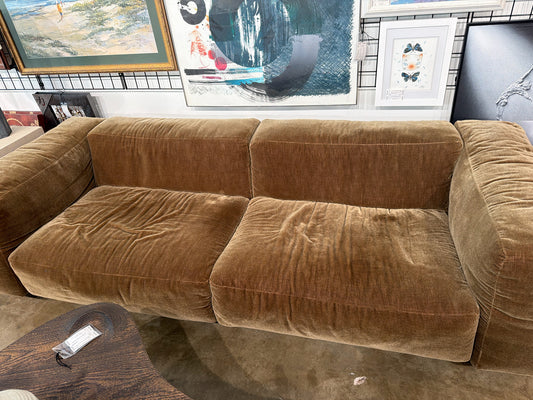 Camel/Tobacco Brown Velvet Sofa Arflex Marenco