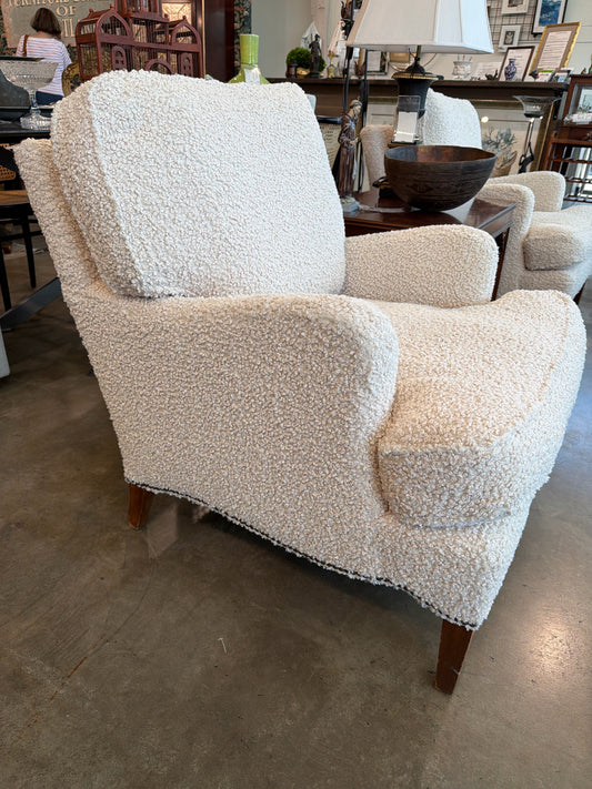 Vintage Chair w/ NEW Off White Boucle Upholstery