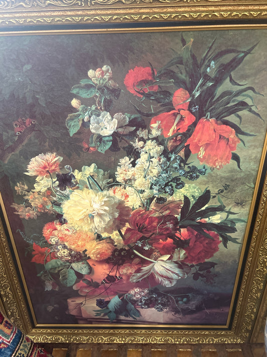 Art- Large Flowers in Vase With Gold Frame 49" Tall x 36" W