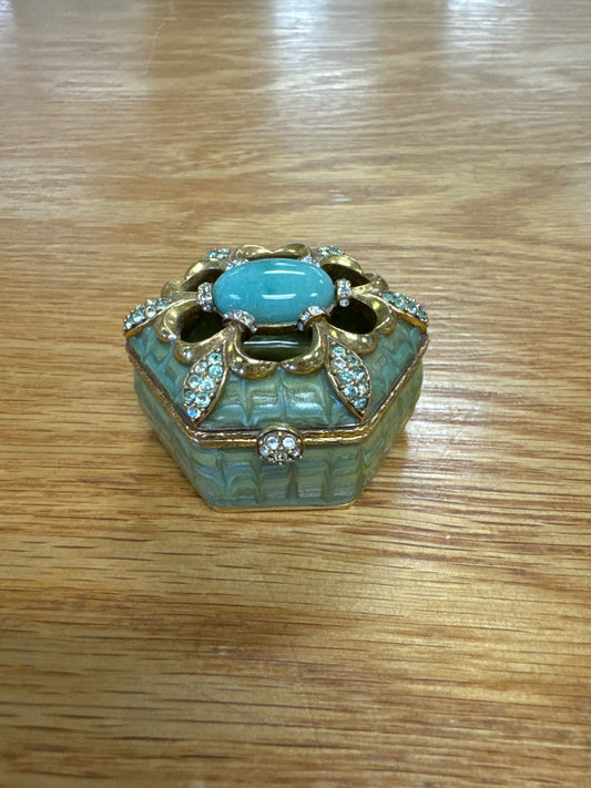 Jay Strongwater- Jeweled  Green Enamel Trinket Box