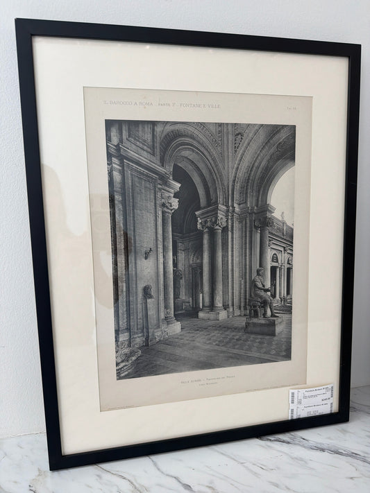 Italian Architectural Print in Black Frame 19.75 X 24.75