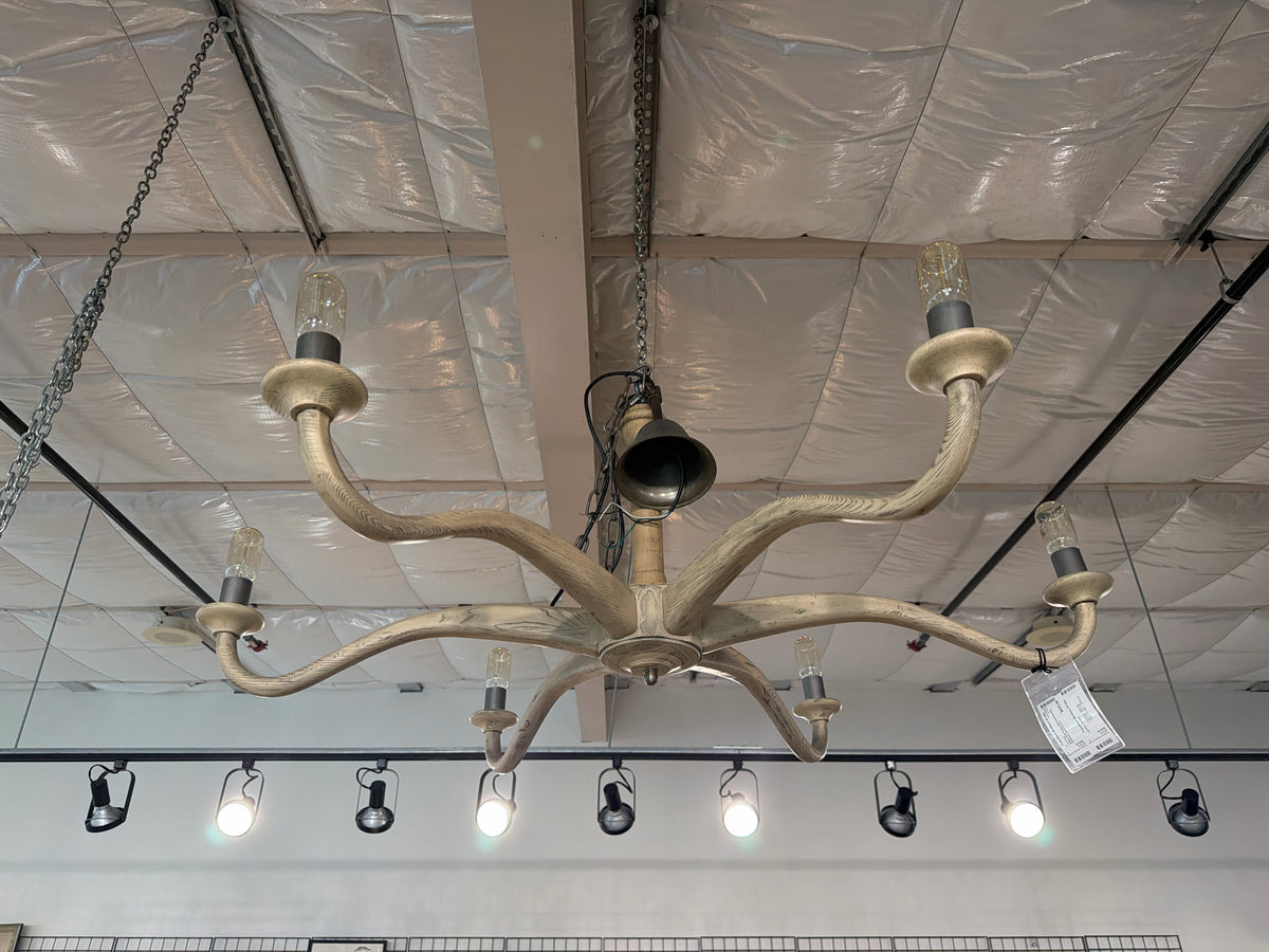White Oak 5-Arm Mitchell Gold+Bob Williams Light Fixture