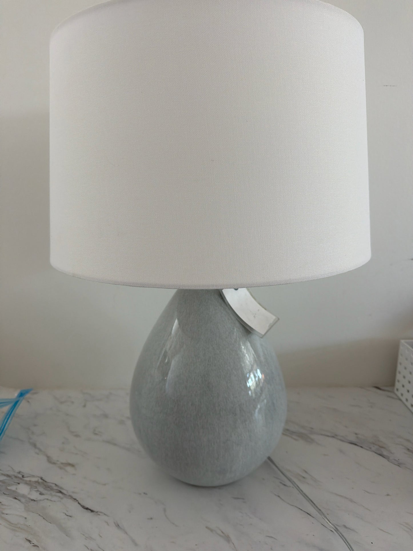 Uttermost Light Blue Ceramic Lamp w/ White Shade